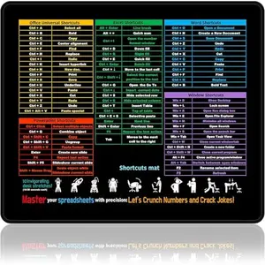 Shortcut-Integrated Mouse Pad with Excel,Word,PowerPoint Portable Computer Mousepad, Excel Cheat Sheet Desk Pad Small| Desk Companion|Gaming, Office, Waterproof, Stitched Edge