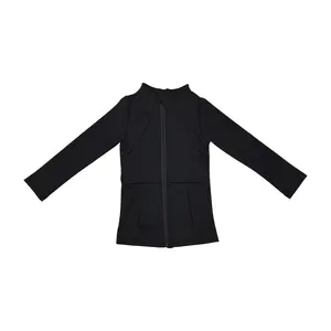 Athletic Girl Long-sleeved Yoga Jacket with Zipper Tight-fitting and Stretchy KidsClothes for Active Play