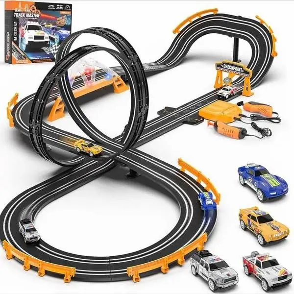 Track Master RC Race Track Set – Multi-Car, Looping Tracks & Controllers, Ages 6+
