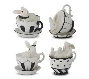RC Home Decor-Easter Bunny in Teacup Figurine Set 4