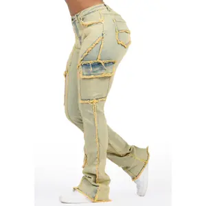 Keshia Dirty Blue Wash Stacked Flare Jean