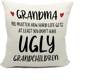 Grandma Pillowcase Covers 18x18, Funny Grandma Gifts for Birthday & Mother's Day