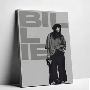 Billie Minimalist Black And White Canvas Poster Vintage Eilish Music Wall Art Home Room Aesthetic Decor Eco Friendly Fade Resistant Waterproof UV Protected - Decoration
