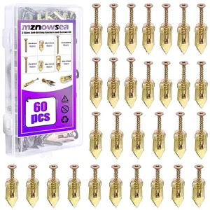60 Pcs Self Drilling Drywall Anchors Kit 3 Sizes No Drill Holds Up to 50 lbs for Gypsum Wallboard Drywall Wall Lights Picture Frames Curtains Clocks