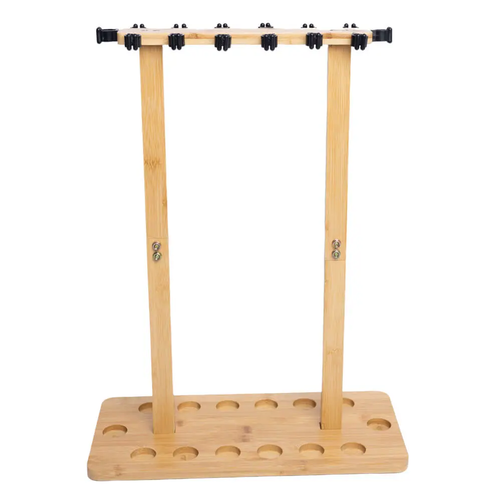 Kylebooker Bamboo Floor-Stand Fishing Pole Rod Rack - Rectangular Rod Holder, Easy Installation Fishing Gear Accessories Storage Organizer, Gift For Fisherman