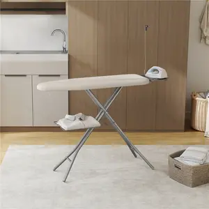 Yaheetech Ironing Board, Compact Iron Board with Cord Holder, Steam Iron Rest and Bottom Storage Tray, 9 Adjustable Heights & 3 Layer Cover, Folding Heavy Duty Ironing Board 52X14inch