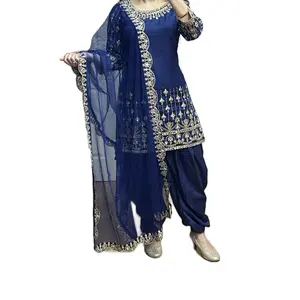 Evergreen design Patiyala suit with real mirror and zari work:Women’s wear