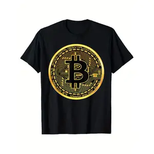 Bitcoin Crypto Currency BTC Block Chain Techie Golden Coin T-Shirt, Suitable for Mens & Womens Outdoor T-Shirt, 100%cotton, S-XXXL
