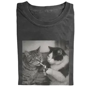 Retro Funny Cat T-shirt,Retro Funny Vintage Graphic Tee,Unisex Funny Shirt,Gift For Men Women,Menswear Womenswear Streetwear Cotton Comfort020406