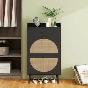 Rattan, Allen 2 door 1 drawer cabinet, shoe rack, double layer, suitable for entrance