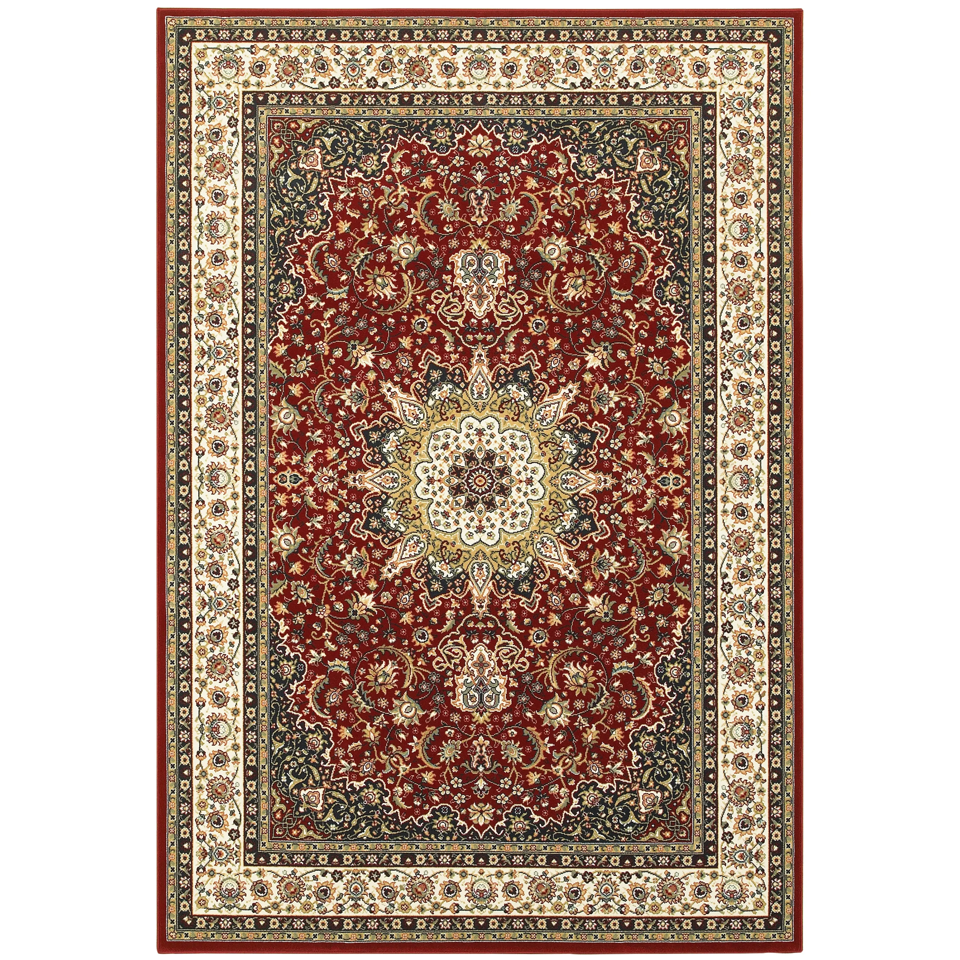 Oriental Weavers Kashan 119N1 Red Ivory Traditional Machine Woven Rugs