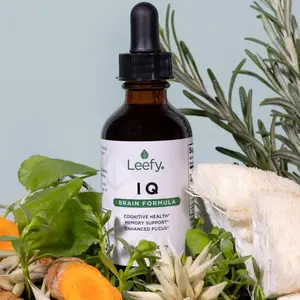 Leefy Organics IQ Brain Formula – Enhance Mental Clarity, Focus & Memory Support with Lion's Mane, Bacopa, Gotu Kola, Oat Tops, Rosemary & Turmeric – Stress-Resilient Cognitive Support for Peak Performance Theanine Supplement Healthcare Herbal Wellness Bl