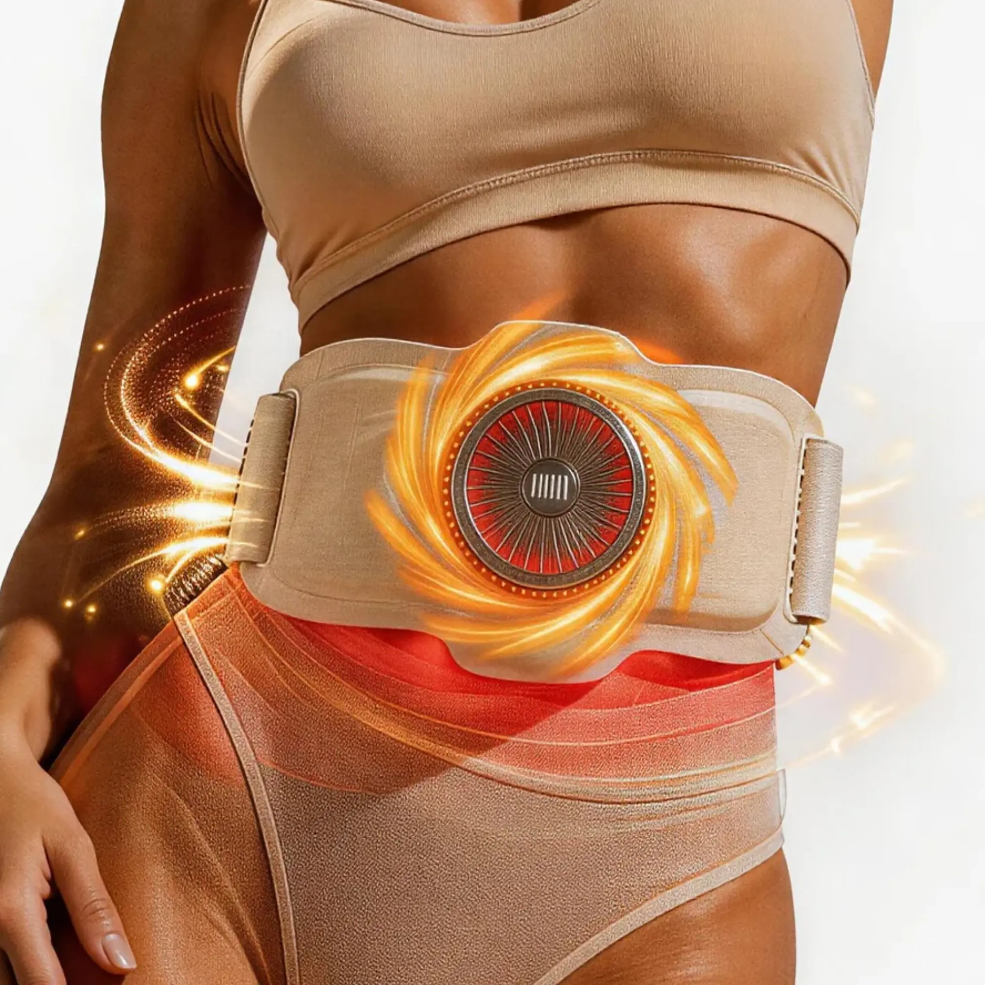INIA TURBO All-in-One Wearable Body Sculpting Belt, 3-Engine Synergy: 1000+ RPM Vibration, Bipolar EMS, Red/NIR Light & Heat for Core Toning & Waistline Sculpting, Smart Wellness Gift for Women