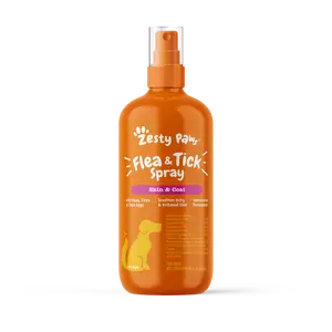 Zesty Paws Flea & Tick Natural Soothing Spray for Dogs 16 fl oz Vet-Formulated with Clean Cedarwood Rosemary & Peppermint Oils