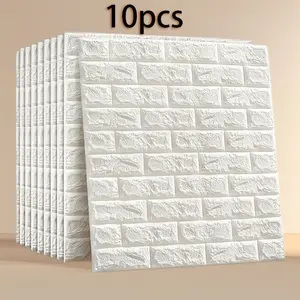 10 Pack 3D Foam Brick Self-Adhesive Wallpaper, Vintage Industrial Design, Waterproof and Easy to Clean, Perfect for Home Renovation and Decoration