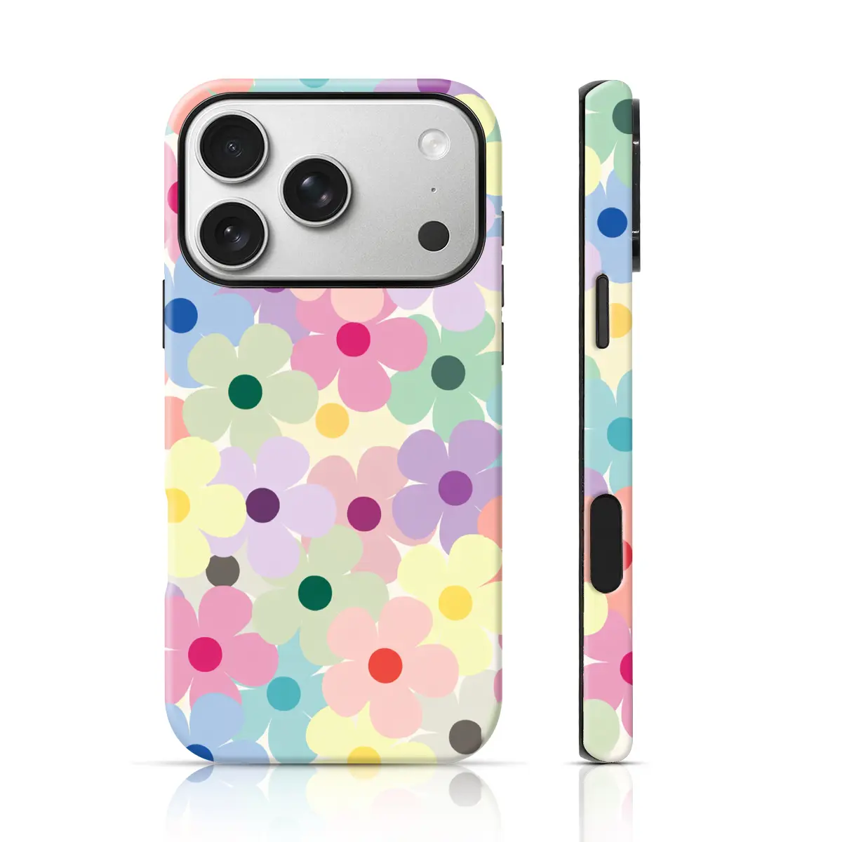 Pastel Rainbow Daisy Floral Design Cute Phone Case 360 Protection for iPhone 17 Pro Max/16 Pro Max /15Pro Max 15/14/13/12 & Samsung S26 /S25Ultra for Girls, Smartphone, Handheld