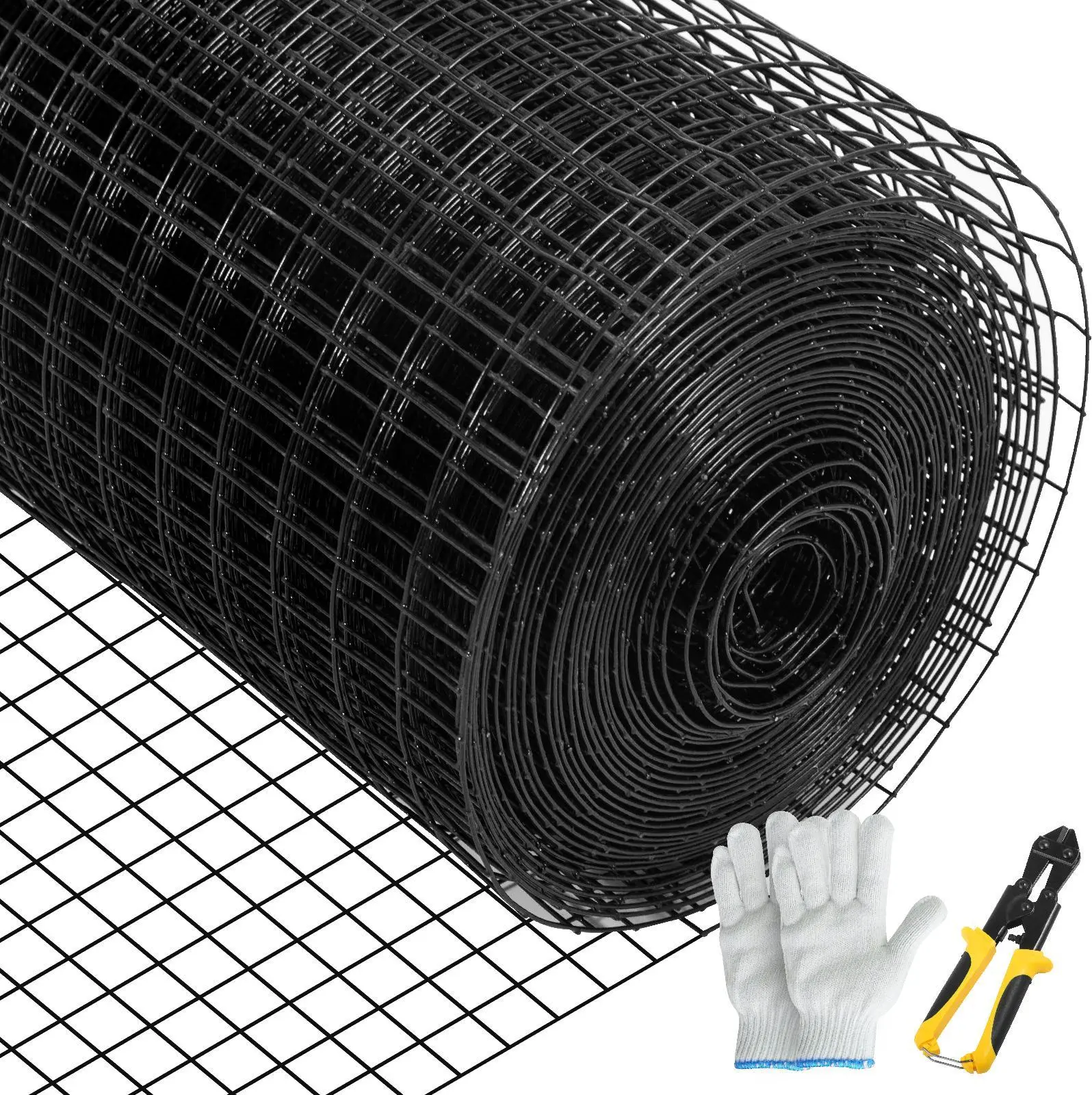 【SummerFinds】VEVOR Rust-Resistant Galvanized Steel Hardware Cloth, 48in x 50in 16-Gauge 1x1in Square Mesh, Firm Welding, Wire Cutters & Fabric Gloves, Garden Fencing & Animal Cage Net Use, Decoration, Flexible Usage