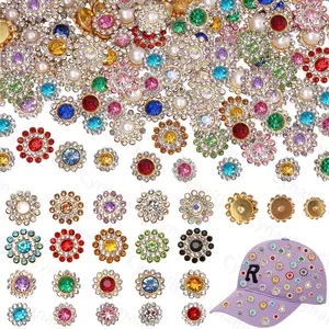 160 count Jewels for Hats, Sew on Rhinestones for Bedazzling, 10/12/14 mm  Glass with Flower Metal Base, Flatback Sew on ,  for Clothes Shoes Bags & Sewing Accessories