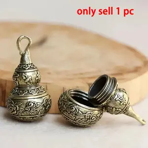 Brass Lotus Gourd Sculpture Pendant, Exquisite Openable Lotus Gourd Sculpture Pendant, Unique Car Accessory with Intricate Design and Compact Size for Easy Carrying, Art Charms