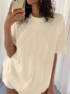 Women's Letter Graphic Drop Shoulder Tee, Fashion Round Neck Short Sleeve T-Shirt, Ladies Summer Clothes for Daily Outdoor Wear