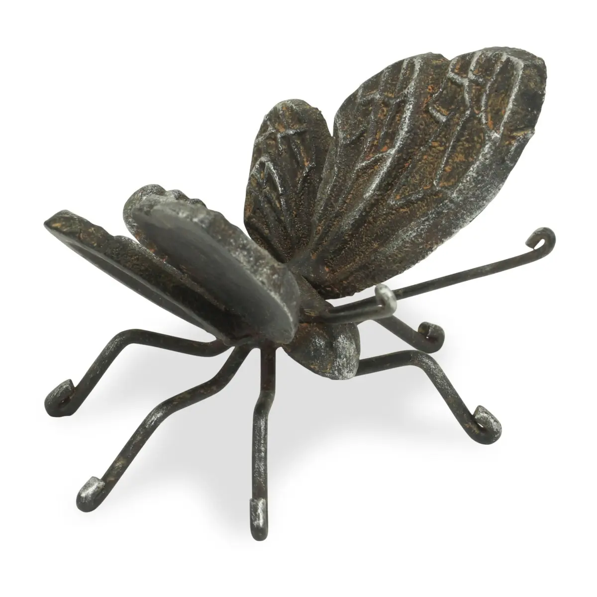 Decorative 4-in. Rustic Black Cast Iron Textured Hand Butterfly Sculpture, Home Decor Statue for Gifting, Nature