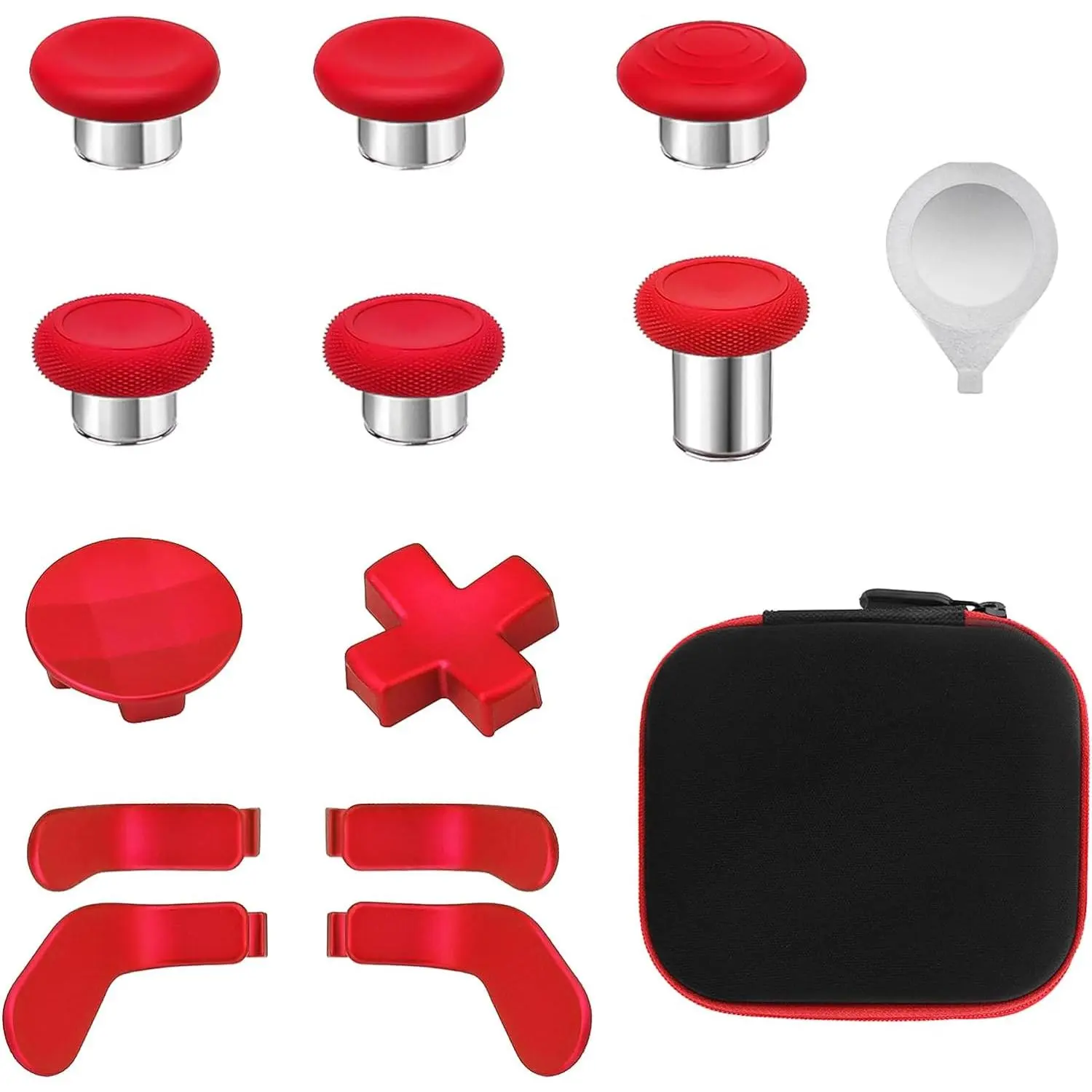 Adjustable Metal Thumbsticks, Paddles & Joysticks Replacement Parts Kit - Console Accessories for Xbox 1 Elite Series 2 (Model 1797) & Series 2 Core Controllers (Red)