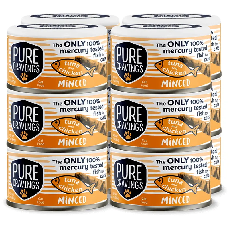 Pure Cravings Minced Tuna Wet Cat Food, Mercury-Tested, Grain-Free, Non-GMO, 3 oz, Pack of 12