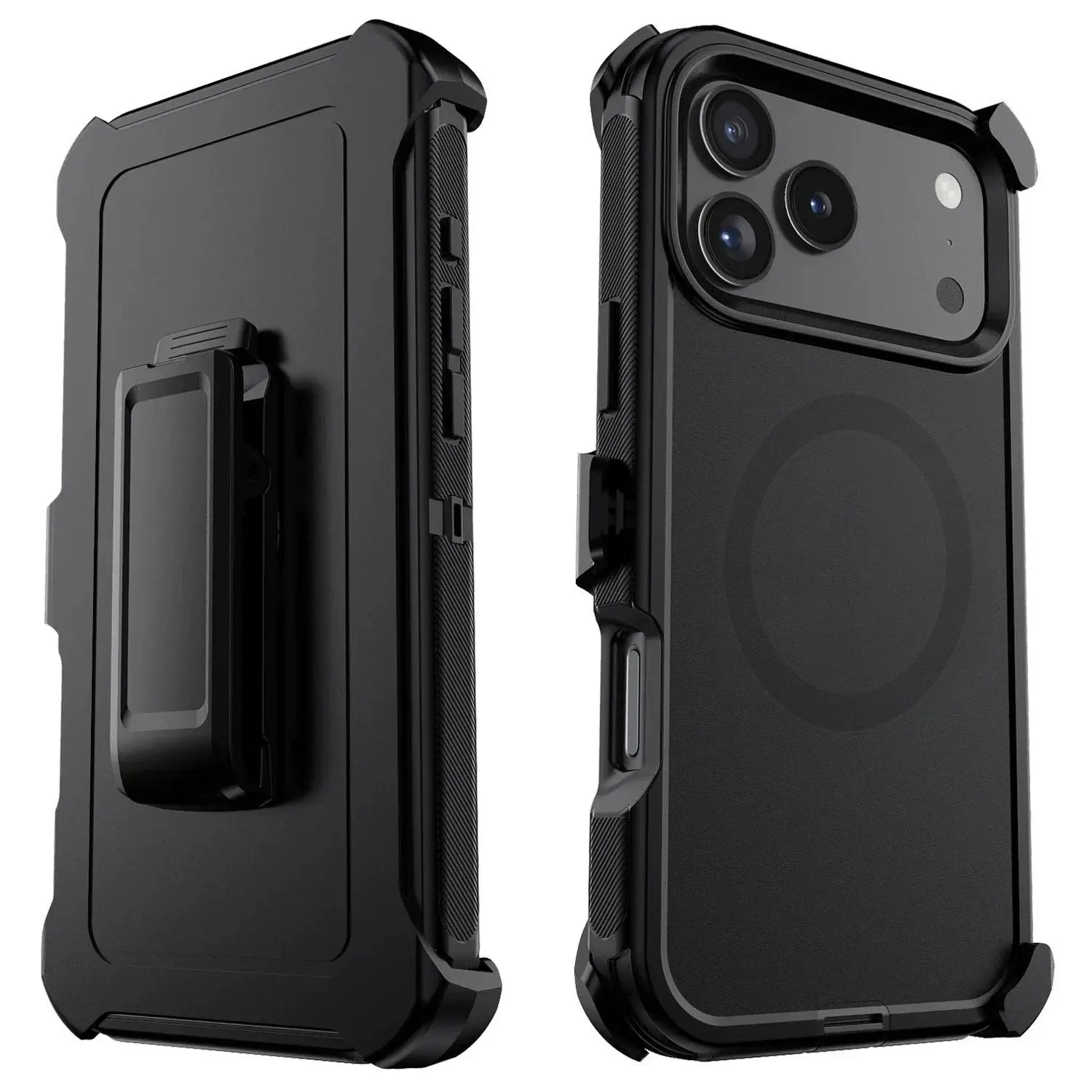 3-Layers Heavy Duty Defender Armor Case For IPhone 17 ProMax Air 16E 15 14 Plus 13 For Magsafe Charge Belt Clip Shockproof Cover