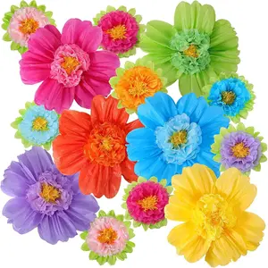 12 Pieces Large Colorful Tissue Paper Flowers 20" Giant Fiesta Paper Flowers for Wall Decor Backdrop Mexican Pom for Classroom Carnival Birthday Party Crafts - Home Improvement. Decoration Floral Ornaments