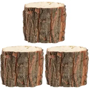 3pcs Bark Planter Wood Flower Pot Container Rustic Wood Bark Planter Flower Arrangement Holder Rustic Plant Pot Cactus Vase for Centerpieces Table