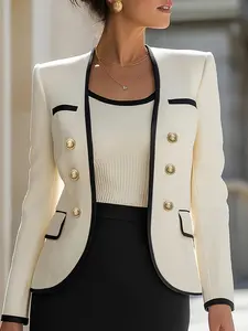 Women's Fashion Elegant Office Blazer Jacket Patchwork, Buttons, Fall Winter New Arrival, Commuter Wear, Indoor Outdoor Party Date