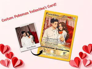 Custom Pokémon Valentine Card, Personalized Anime Couple Card, Valentine’s Day Gift, Game Couple Card, Gift for Pokémon Fans, Gift for Him