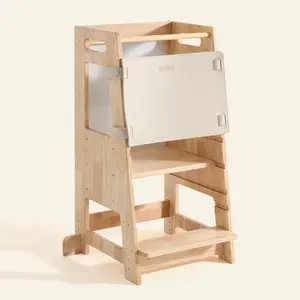 HARPPA Nordo | Montessori Adjustable Toddler Kitchen Tower, Toddler Stools Helper, Kitchen Tower with Learning Chalkboard & Protection Net, Toddler Gifts