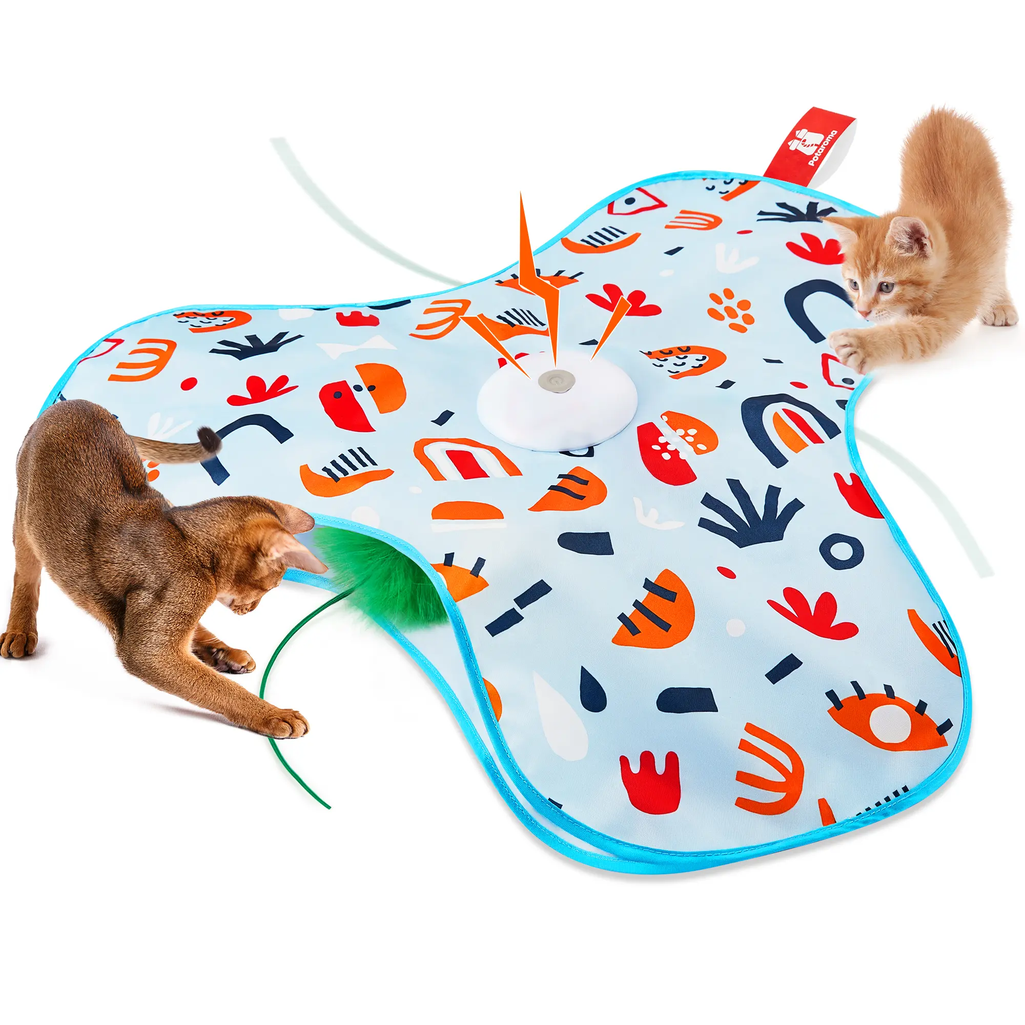 Potaroma Hide and Seek Cat Toys, in-The-Cover Unpredicatable Moving Feather, Interactive Kitten Wand Toy, Automatic Chargeable Cat Toy, Indoor Exercise Kicker for All Breeds, Floral Cover #SummerVibes #petlovers