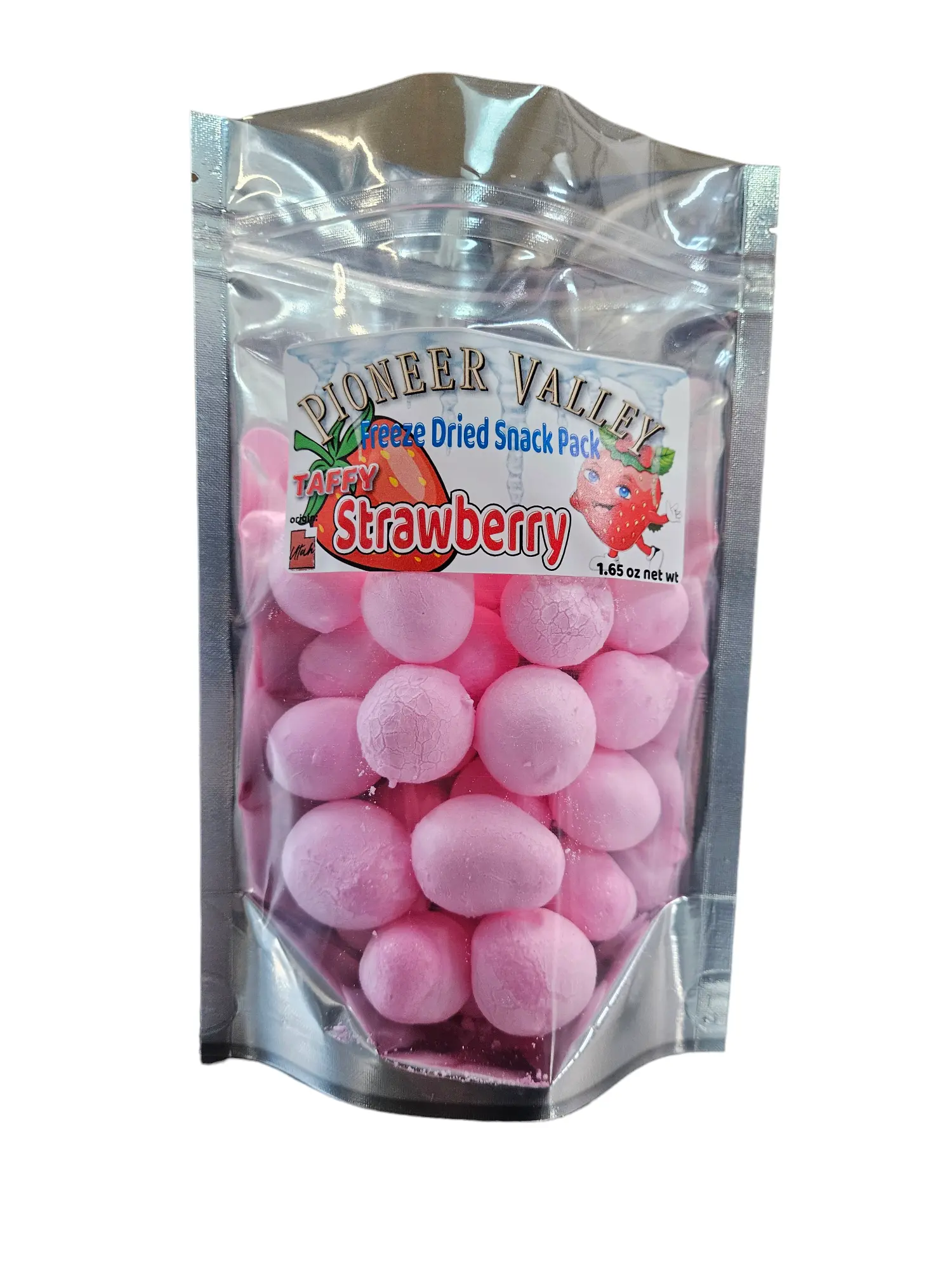 Pioneer Valley Freeze Dried Strawberry Taffy,  Snack Candy Sweet Crunchy Bonbon