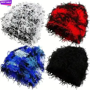 2026 New Arrival Distressed Knitted Fuzzy Beanie – Thick Warm Unisex Winter Hat for Outdoor Daily Wear, TikTokShopBlackFriday Christmas