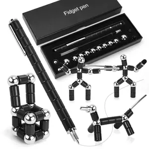 Metal Fidget Ballpoint Pen Kit, Multifunctional Writing Tool, Sensory Stress Relief EDC Gadget, Office Stationery for Office Workers
