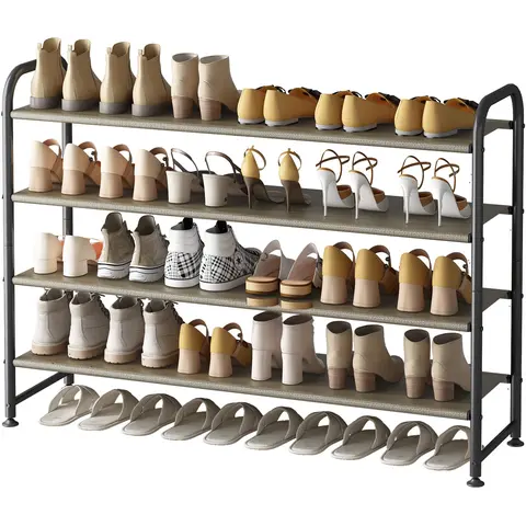 Multifunctional Shoe Rack Organizer - Stackable 2/3/4-Tier Large Size Unit with Numbered Parts, No Guesswork & Floor Protection, Freestanding Expandable Metal Closet Storage for Entryway, Dorm Room