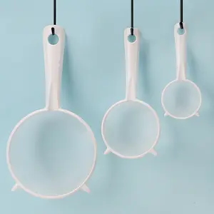 3 Pcs Plastic Nylon Mesh Strainer Colander with Handle Double Ear Fine Food Mesh Strainer Flour Sifter for Baking Kitchen Colander Sifter Kefir Tea Juice Pasta,White- Home Improvement.