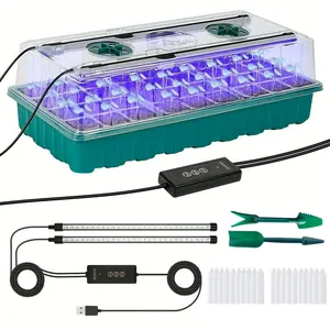 Seedling Pot with Growth Light, 36-Cell Seed Germination Kit with Moisture Cover, Adjustable Ventilation Holes, Indoor Plant Starter, Garden, Growing Kit (/)