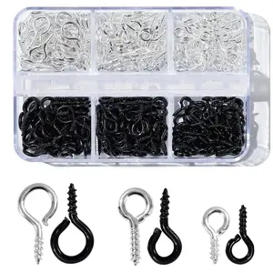 300Pcs Small Screw Pins Eye Pins Pendants for Jewelry Making & DIY Crafts, Mini Eye Screws for Art Projects & Bead Charms, Tiny Eye Hooks for Crafts (Silver &Black, 3 Sizes) premium