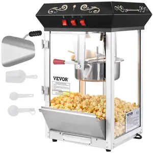 VEVOR Popcorn Maker,  , 850W Popcorn Popper Machine, 8 Oz Kettle Makes 48 Cups per Batch, Countertop Popcorn Maker with Tempered Glass, Includes 4 Scoops, Movie Theater Style, Black