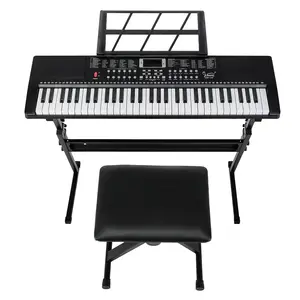 Ktaxon GEP-110 61 Key Keyboard with Piano Stand, Piano Bench, Built In Speakers, Headphone, Microphone, Music Rest, LED Screen, 3 Teaching Modes for Beginners
