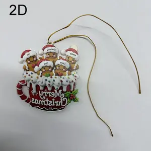 Personalized Gingerbread Family Christmas Ornament, Custom Name and Grandchildren, Classic Resin Holiday Decor, Room Decoration Ornaments, Santa Hat, Candy Cane, Heart Decoration