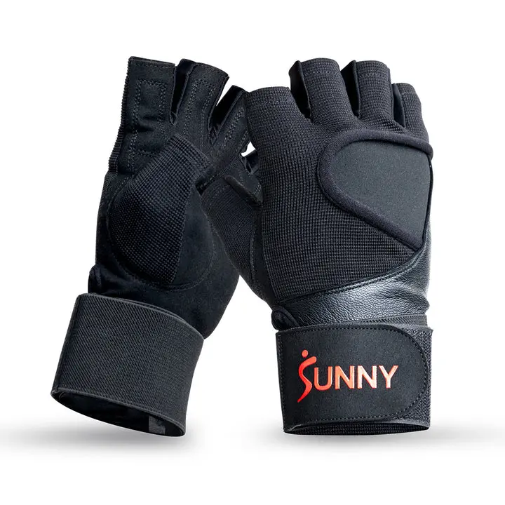 SUNNY Weightlifting Gloves with Wrist Support, Padded Gym Workout Gloves for Weight Training, Pull Ups & Fitness
