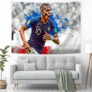 Tapestry Background Hanging Cloth Bedroom Room Decor Aesthetic Tapestry Wall Party Football Player K-Kylian Mbappé