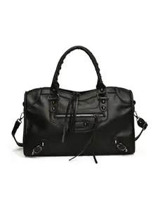 Women's Punk Style Large Capacity Tote Bag, Pu Tote Satchel, Fashionable Solid Color Shoulder Bag for Daily Used, Casual Trendy Versatile High-quality Daily Commuting Bag