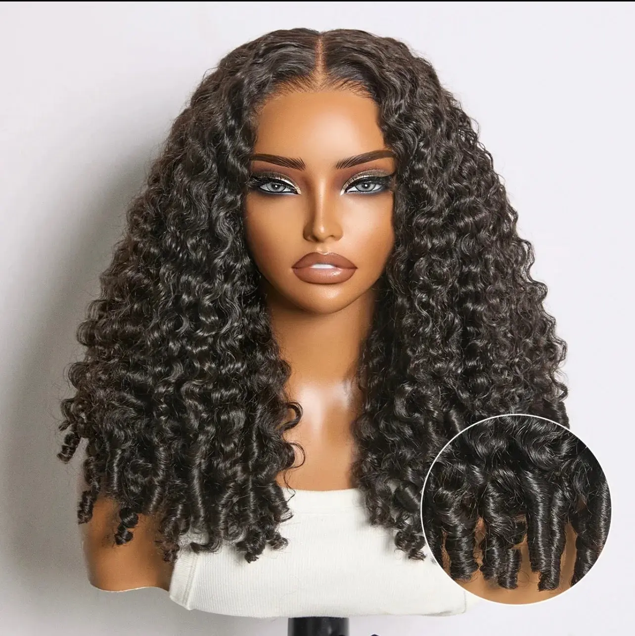 150% Density 13x6 Glueless 3D Cap Pre-bleached Lace Frontal Wig Burmese Curly