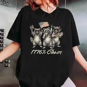 Patriotic Raccoon 1776% Chaos Shirt, Usa Flag Sweatshirt, 250th Anniversary Shirt, Patriotic American Hoodie, Unisex Sweater Pullover Tee