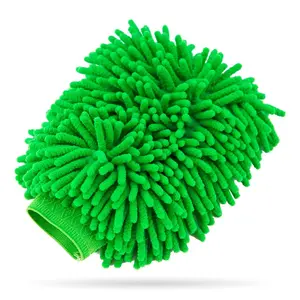 Slick Products Car Wash Mitt - Extra Soft Microfiber Green Mittens for Dust & Dirt Removal - Scratch-Free & Maximum Absorbency - Safe for All Surfaces